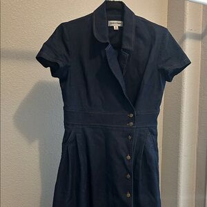 Shelby & Palmer retro blue denim button up short sleeve collared jean dress 8